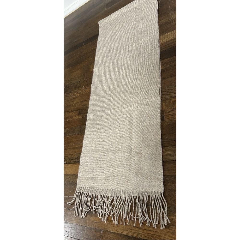 Women's Baby Alpaca‎ Tan Scarf With Fringe Cozy Winter Old Money